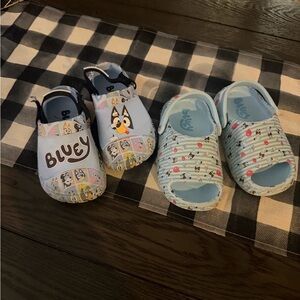 Kids Clogs - Blue and Multicolor Lot of two Bluey kids size 7/8 VGC